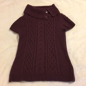 Apt9 Short Sleeved Sweater W/ Buttoned Turtle Neck